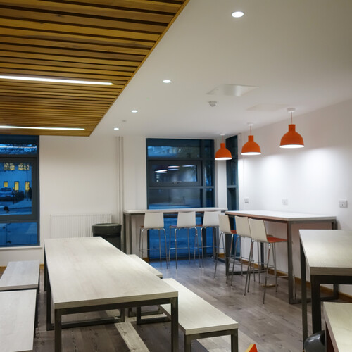Barton Peveril College benches and tables in Rose Café