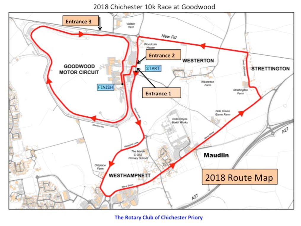 Chichester 10k Road Race Map